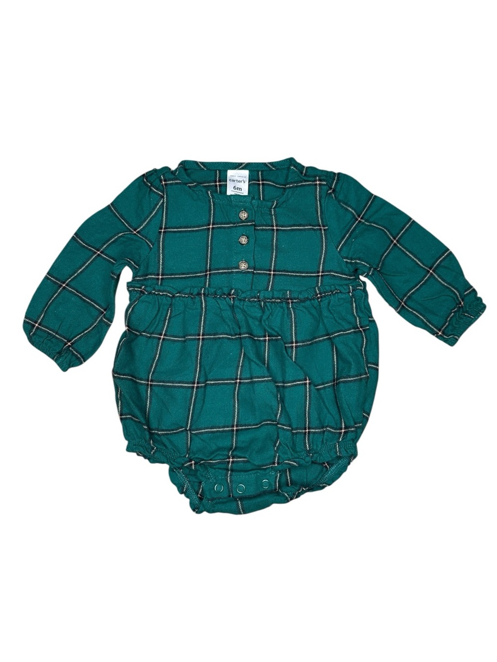 Carter's Teal Plaid Button-Front Baby Romper